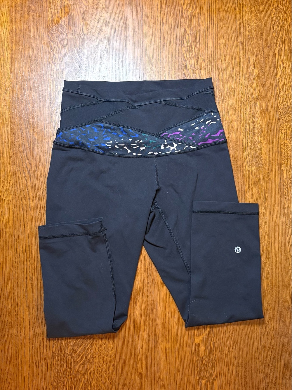 lululemon athletica Black Leggings with Blue & Purple Accent Waistband
